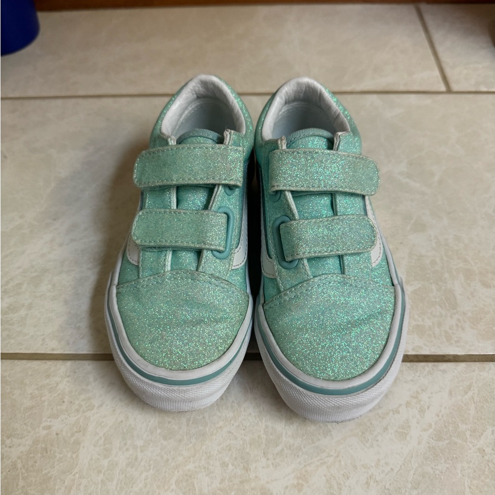 Vans - Kids Old Skool V Shoe - Glitter Pastel Blue - Size 11.5 Toddler